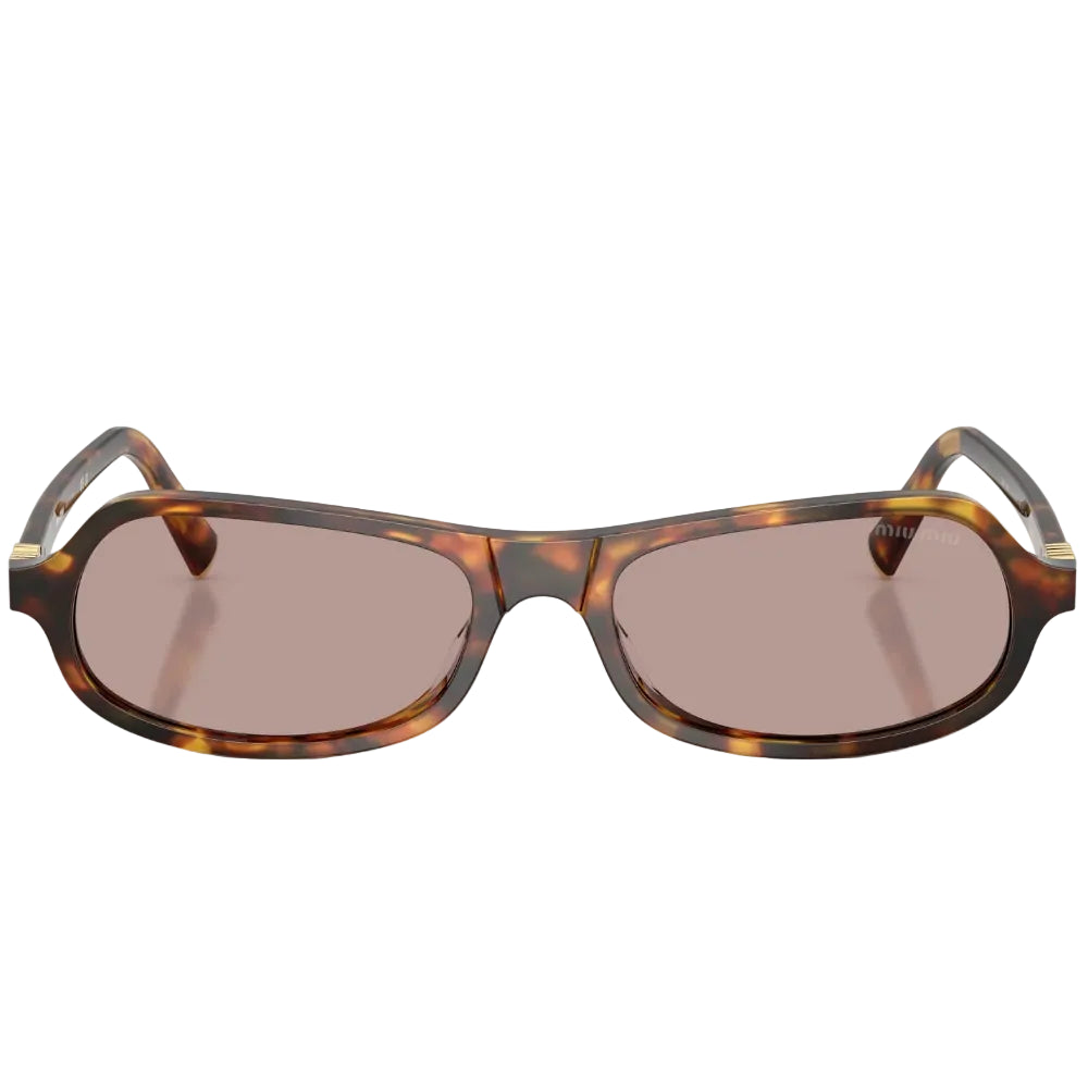 Miu Miu Women MU B10SU Irregular Honey Havana / Light Purple Brown Sunglasses 