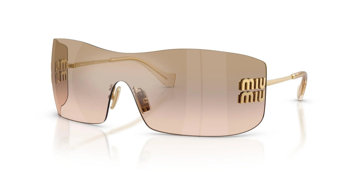 Miu Miu Aube Women Rimless Gold / Light Brown Mirrored Sunglasses
