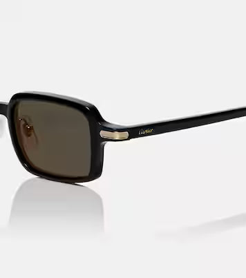 Cartier Première de Unisex Square Acetate Black Frame Grey Sunglasses