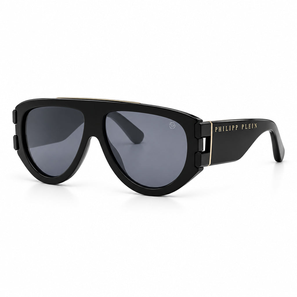 Philipp Plein Men's SPP127M Aviator Black / Grey Sunglasses