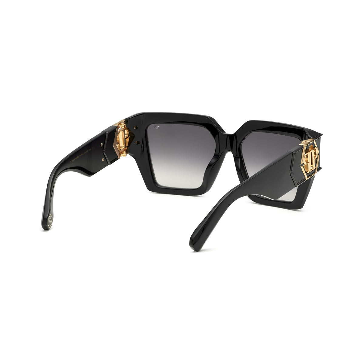 Philipp Plein Women Black Acetate Hexagon Logo Sunglasses