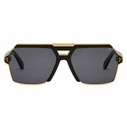 Philipp Plein Unisex Contemporary Flat-Top Aviator Black & Gold Sunglasses