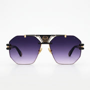 Philipp Plein Men Hexagonal Gold & Black Violet Gradient Sunglasses