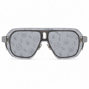 Philipp Plein Unisex Shield Semi-Matt Grey / Graphic Print Sunglasses