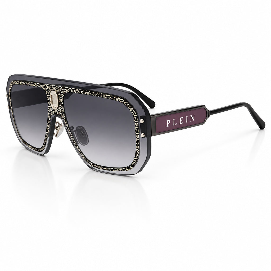 Philipp Plein Unisex Shield Semi-Matt Purple / Silver Sunglasses