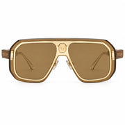 Philipp Plein Unisex Shield Semi-Matt Rose Gold / Brown Sunglasses