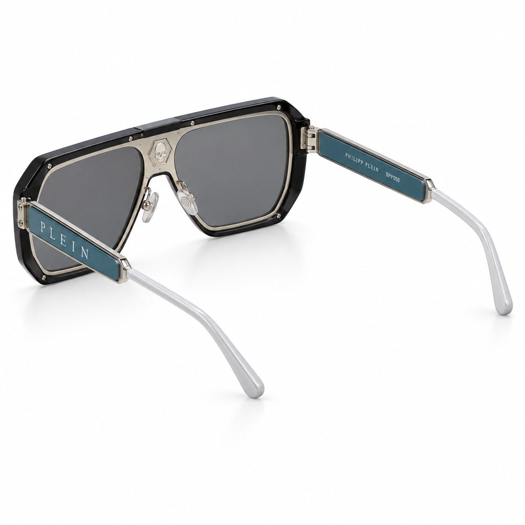Philipp Plein Unisex Shield Semi-Matt Palladium / Grey Sunglasses