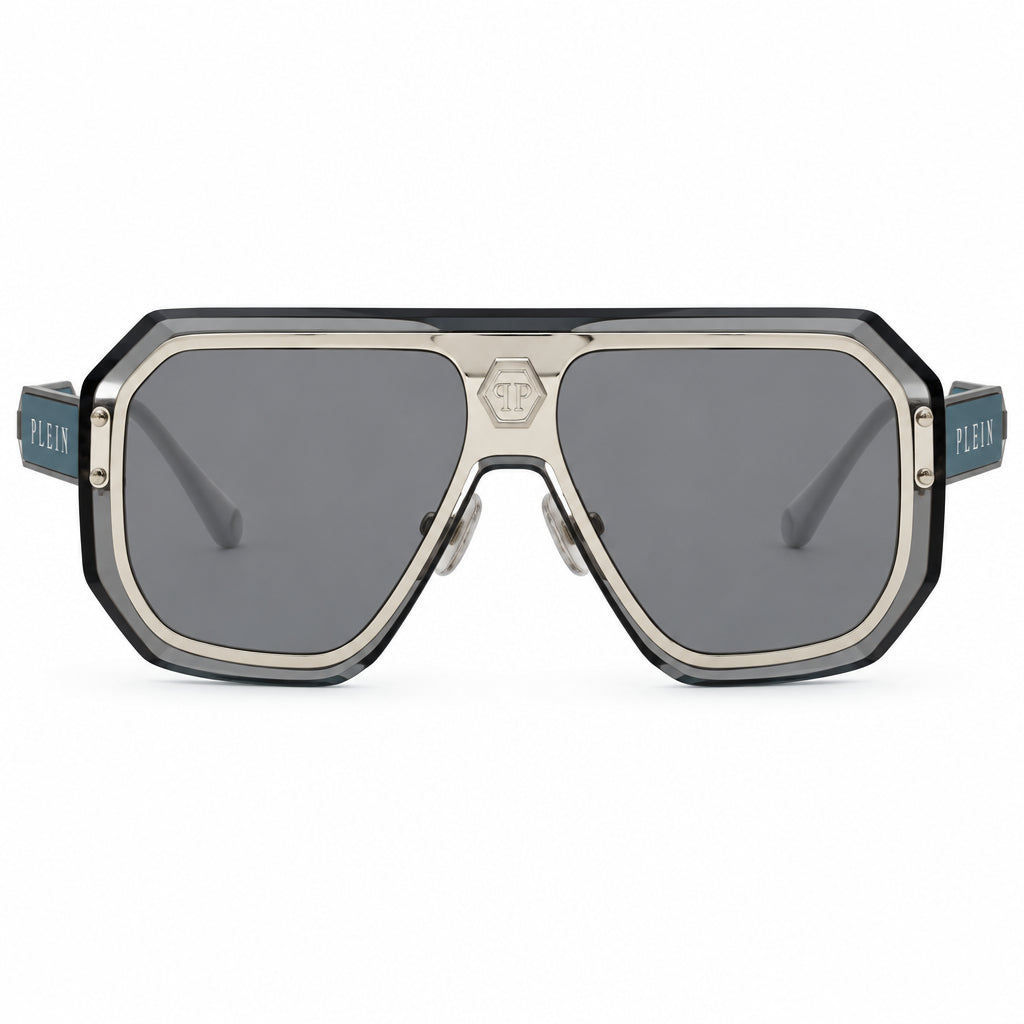 Philipp Plein Unisex Shield Semi-Matt Palladium / Grey Sunglasses