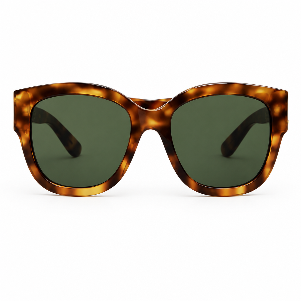 Saint Laurent Women SL M95/F Havana/Green Square Sunglasses