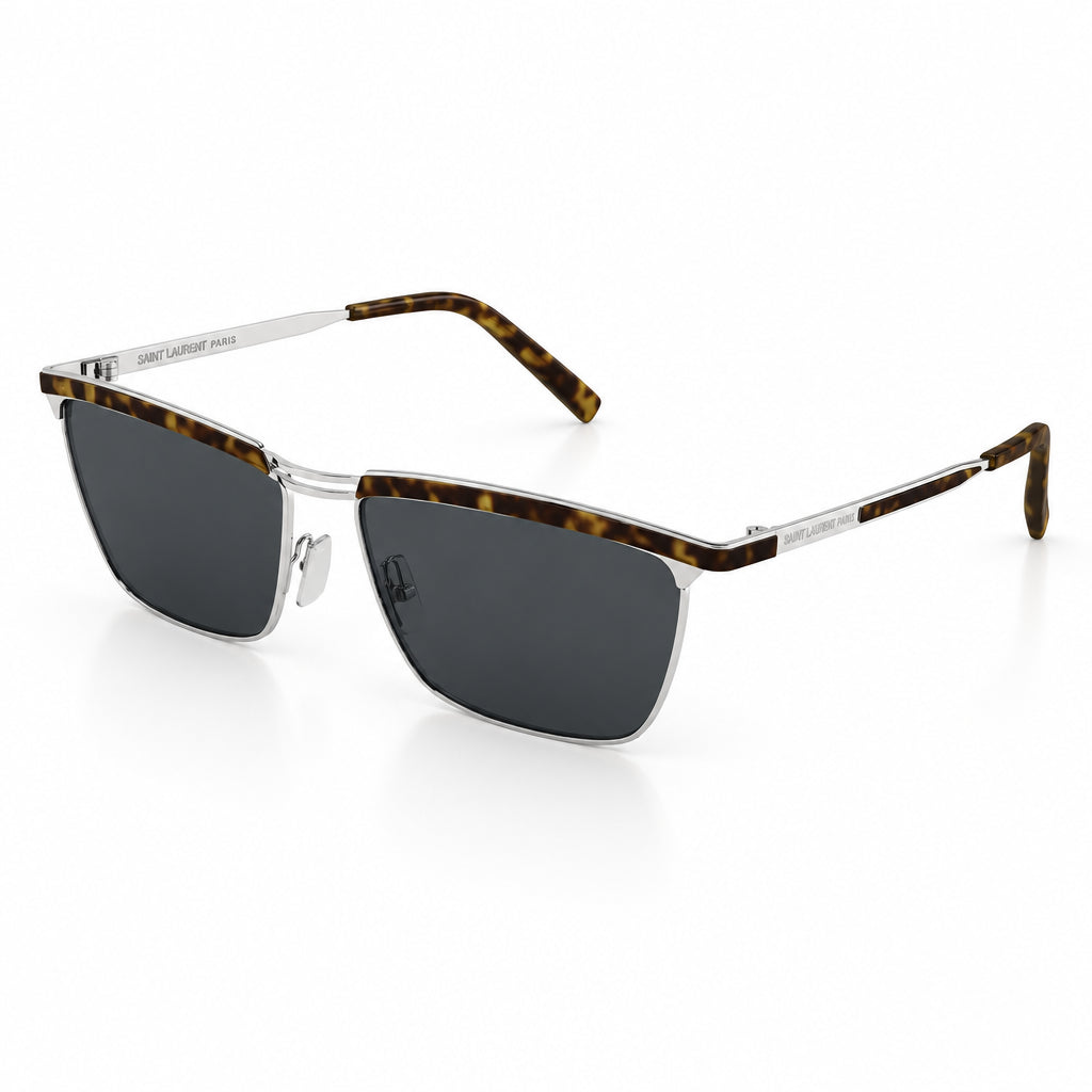Saint Laurent Men SL 795 Joe Square Silver / Havana Sunglasses