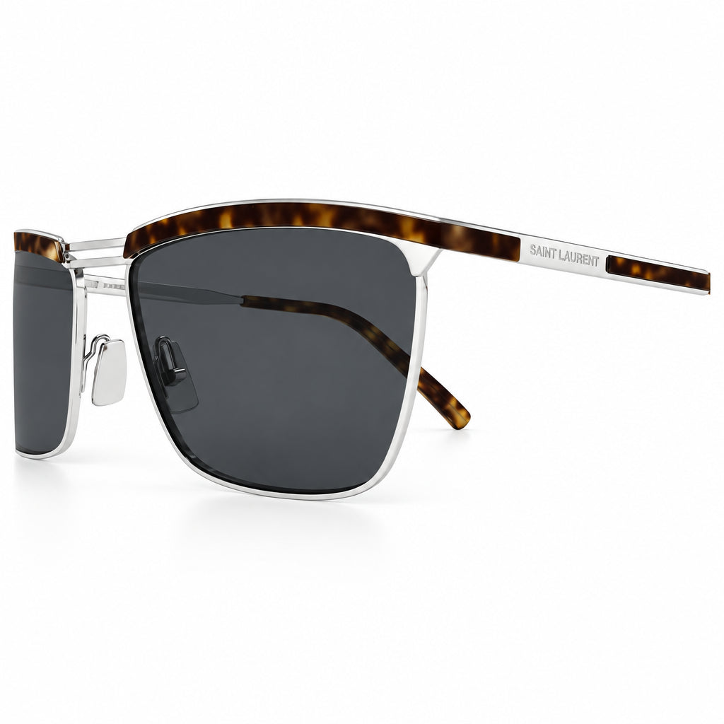 Saint Laurent Men SL 795 Joe Square Silver / Havana Sunglasses