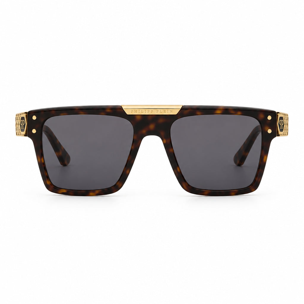 Philipp Plein Unisex SPP080 Geometric Havana / Gold Sunglasses