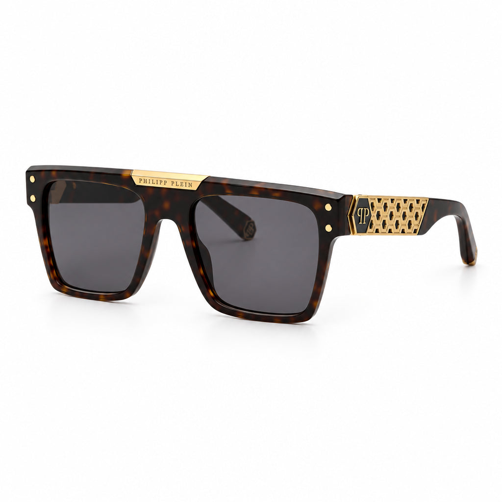 Philipp Plein Unisex SPP080 Geometric Havana / Gold Sunglasses