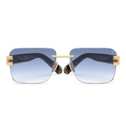 Philipp Plein Men Rimless Square Navigator Blue Gradient Sunglasses