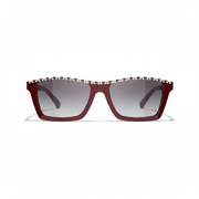 Chanel Women Rectangular Red Sunglasses