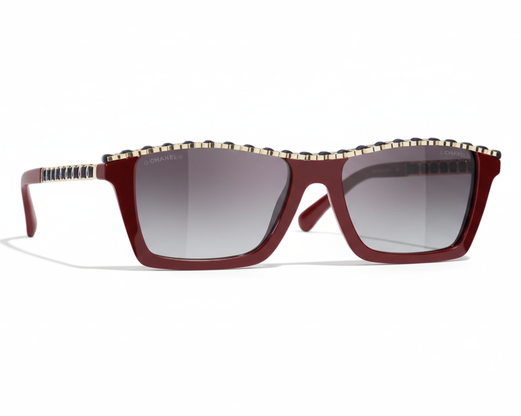Chanel Women Rectangular Red Sunglasses