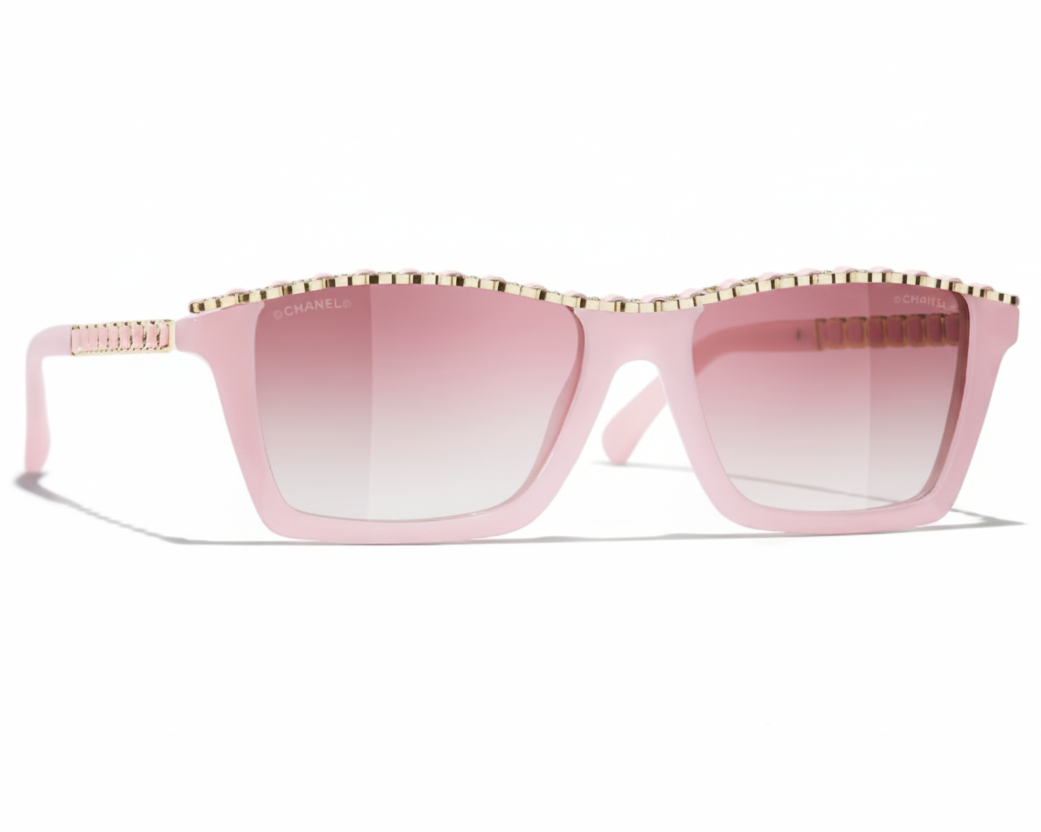 Chanel Women Rectangular Pink Sunglasses