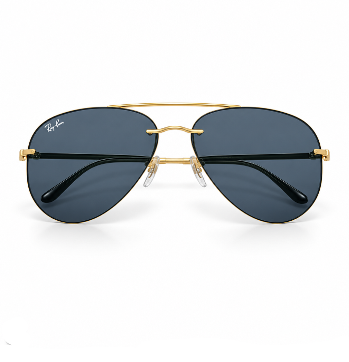 Ray-Ban Unisex Rimless Pilot Dark Blue Sunglasses