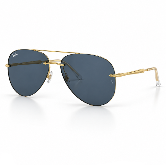 Ray-Ban Unisex Rimless Pilot Dark Blue Sunglasses