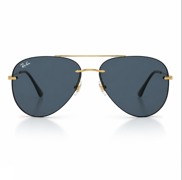 Ray-Ban Unisex Rimless Pilot Dark Blue Sunglasses