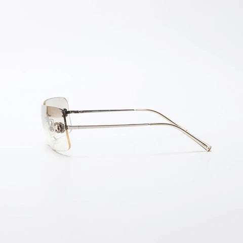 Chanel Unisex Coco Mark Clear Rhinestone Rimless Silver Sunglasses