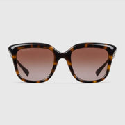 Gucci Women Square Frame Deep Shiny Brown Sunglasses