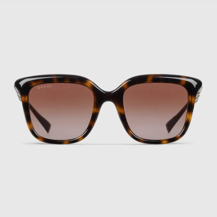 Gucci Women Square Frame Deep Shiny Brown Sunglasses