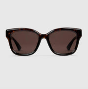 Gucci Women Low Nose Bridge Fit Square Dark Brown Sunglasses