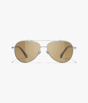  Chanel Women Pilot Pearls Green Sunglasses 
