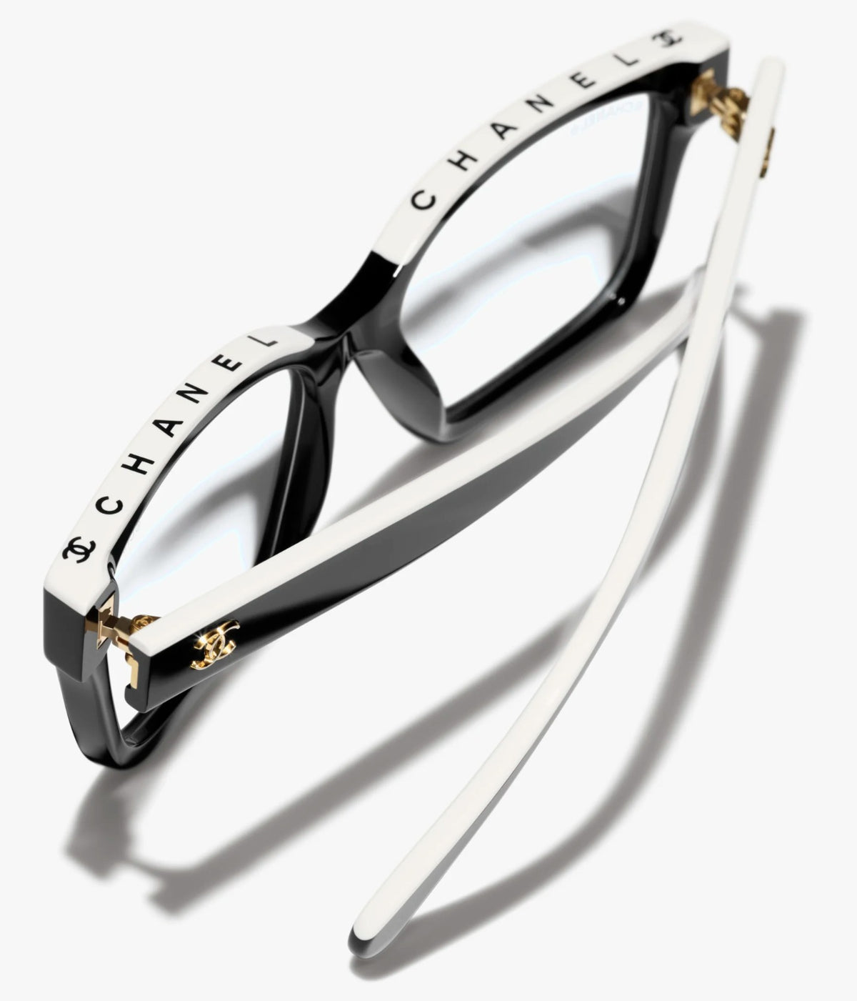 Chanel Women Rectangular Black and White Glasses