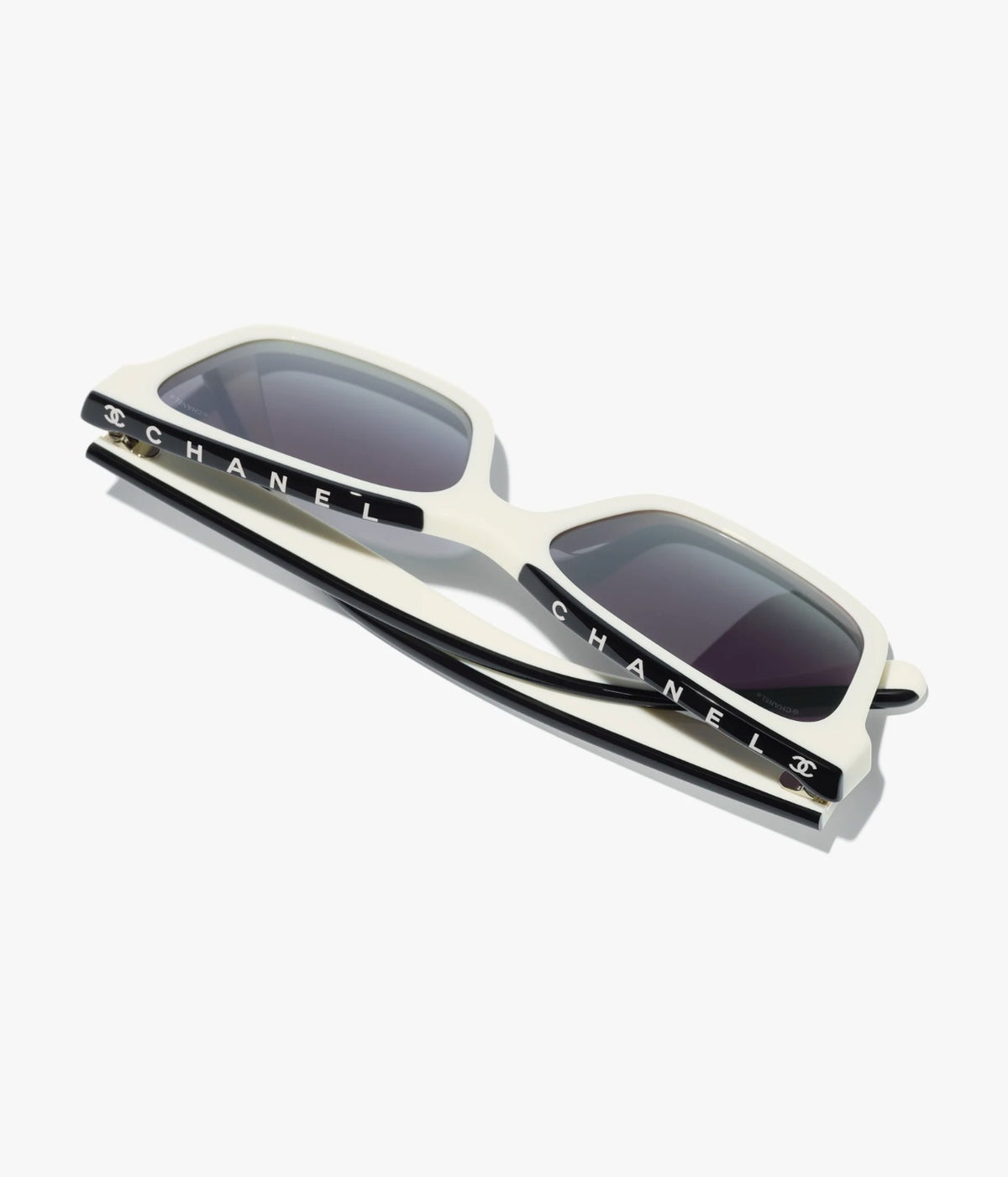Chanel Women Square Black & White Sunglasses