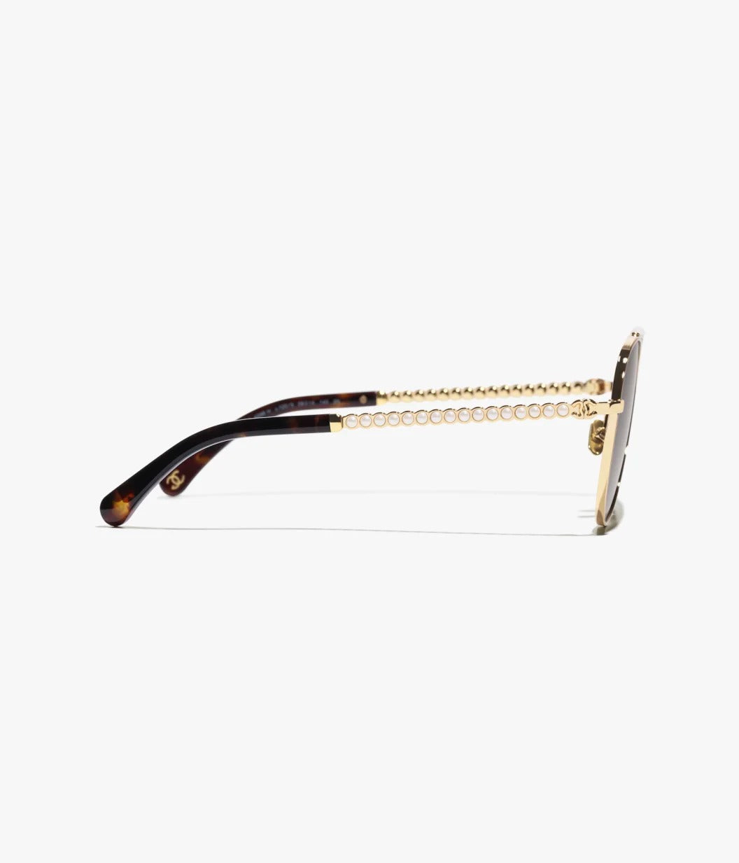 Chanel Women Pilot Pearls Brown Sunglasses