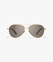  Chanel Women Pilot Pearls Brown Sunglasses 