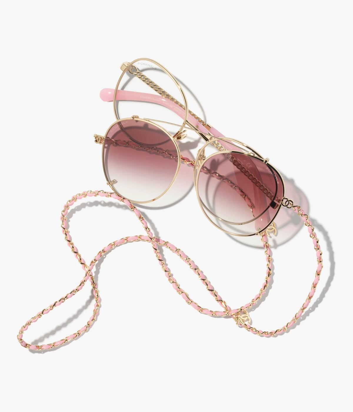 Chanel Women Pilot Calfskin Pink Gradient Sunglasses
