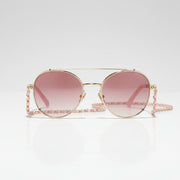  Chanel Women Pilot Calfskin Pink Gradient Sunglasses 