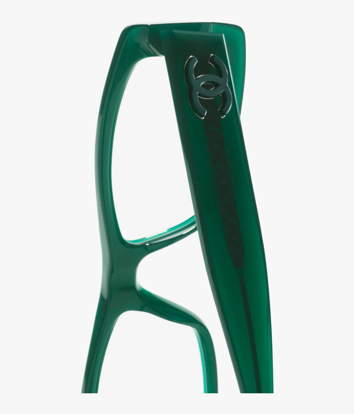 Chanel Unisex Rectangle Green Eyeglasses
