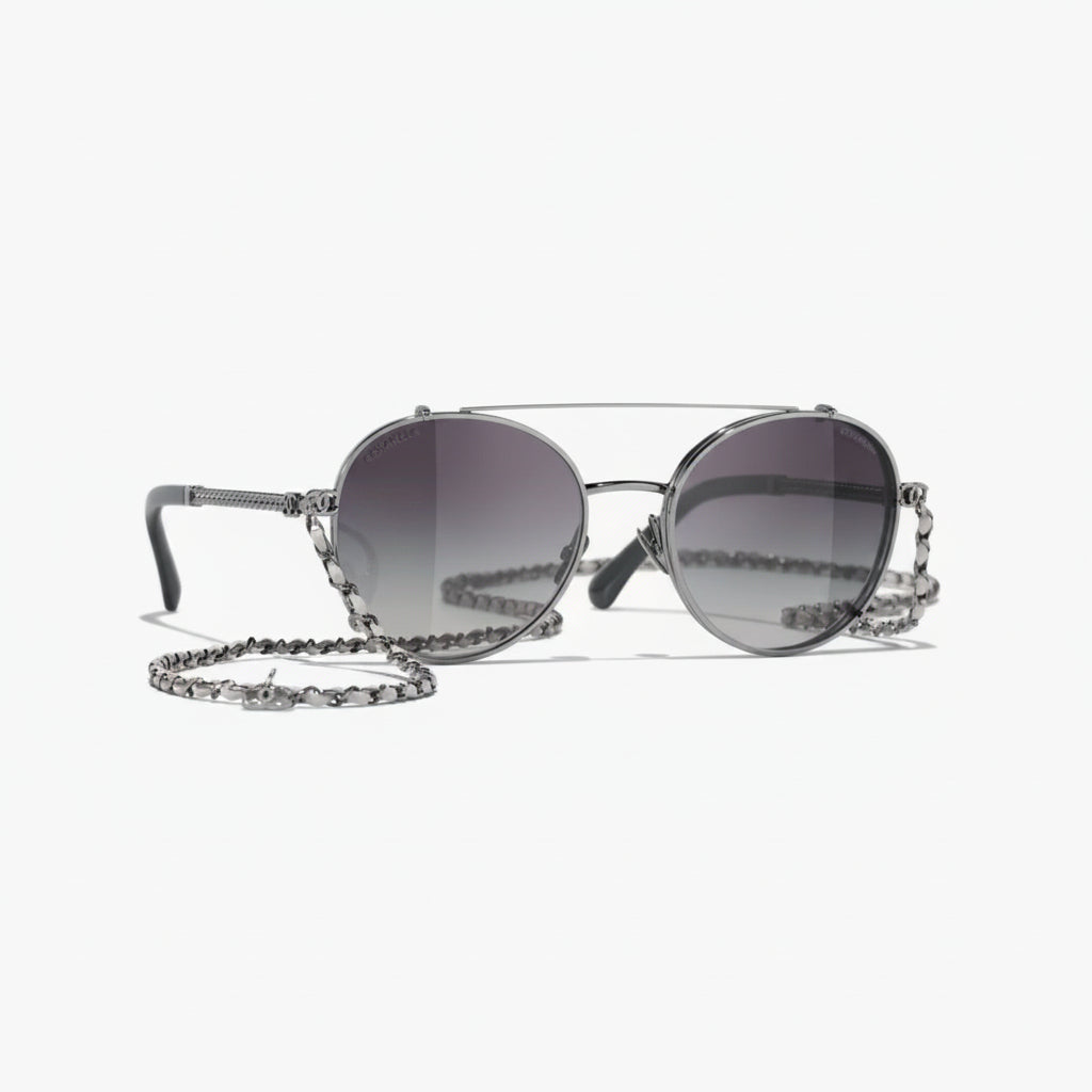 Chanel Pilot Calfskin Grey Gradient Sunglasses