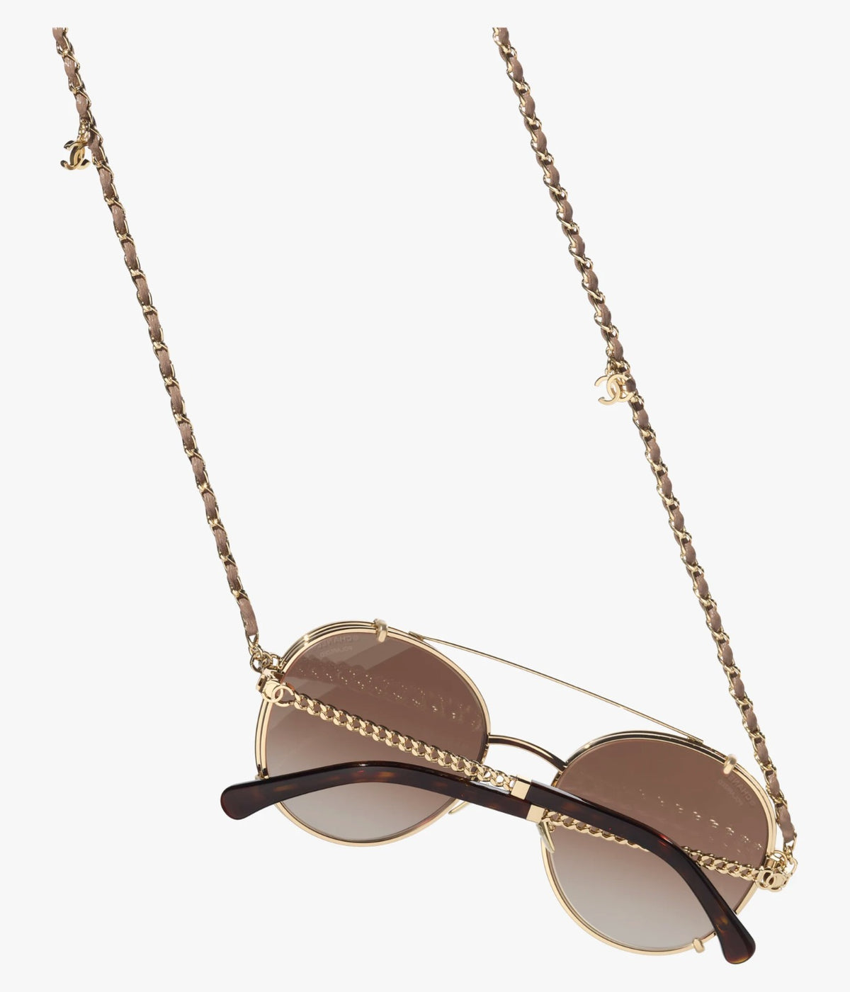Chanel Women Pilot Calfskin Brown Sunglasses