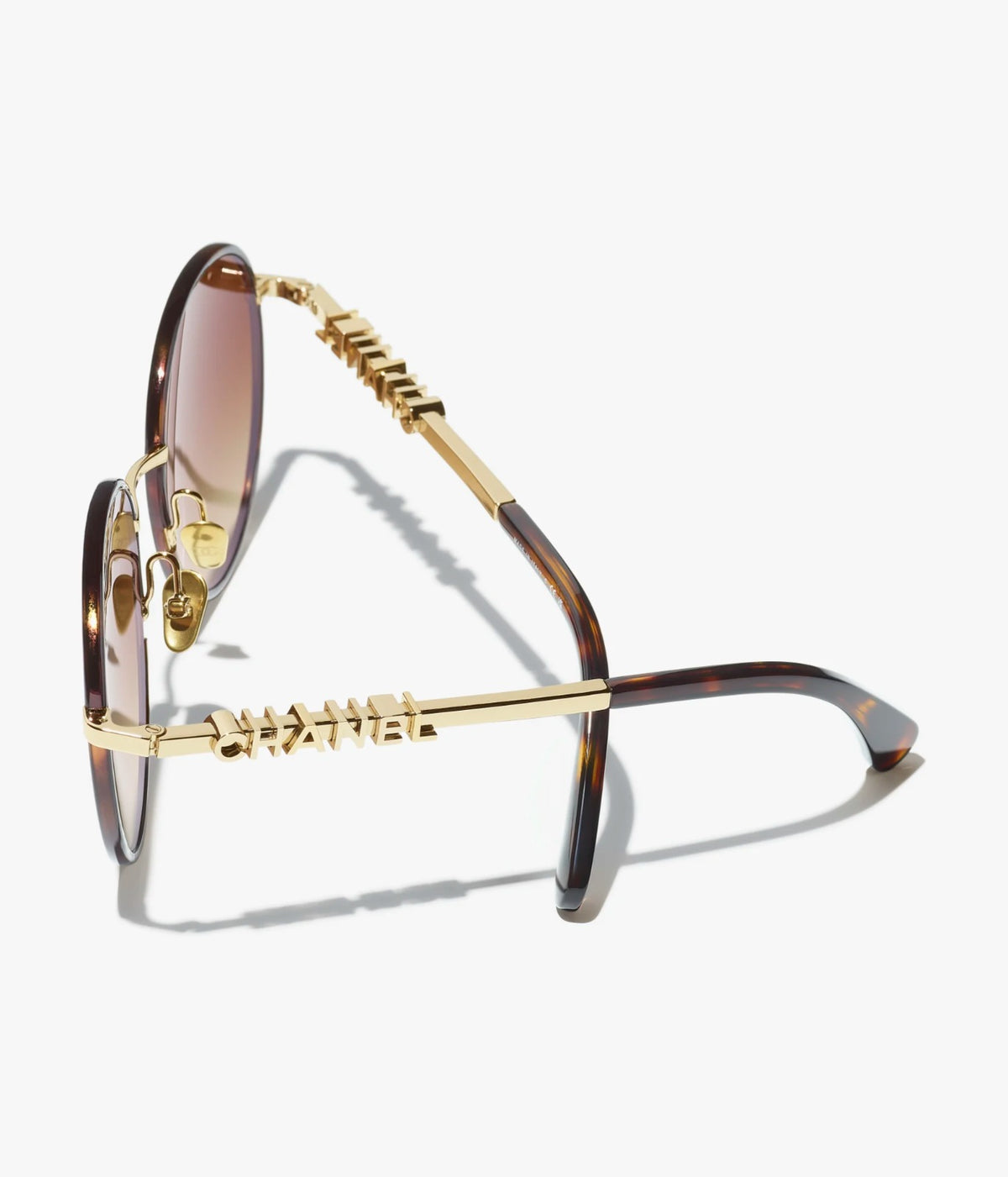 Chanel Women Pantos Metal Frame Dark Tortoise & Gold Sunglasses