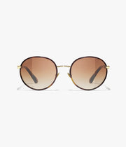 Chanel  Women Pantos Metal Frame Dark Tortoise & Gold Sunglasses