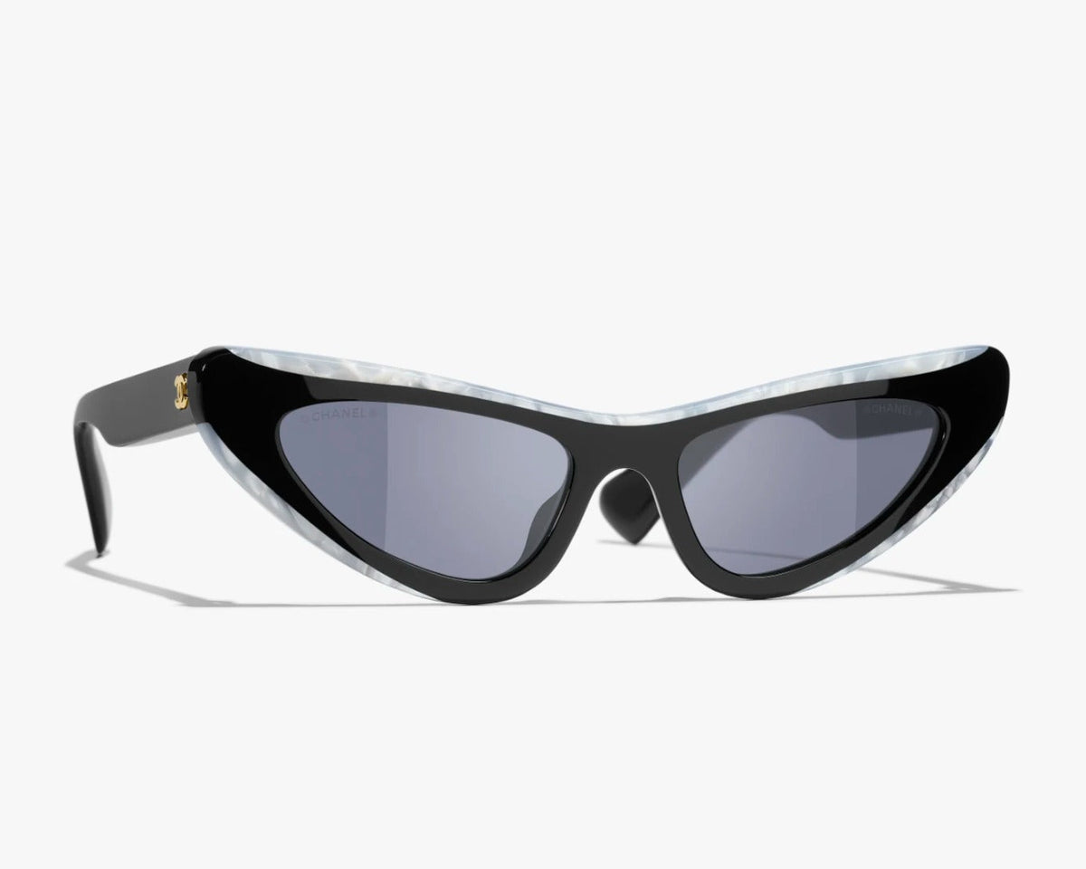 Chanel Women Cat-Eye Frame Black & Mother of Pearl Sunglasses