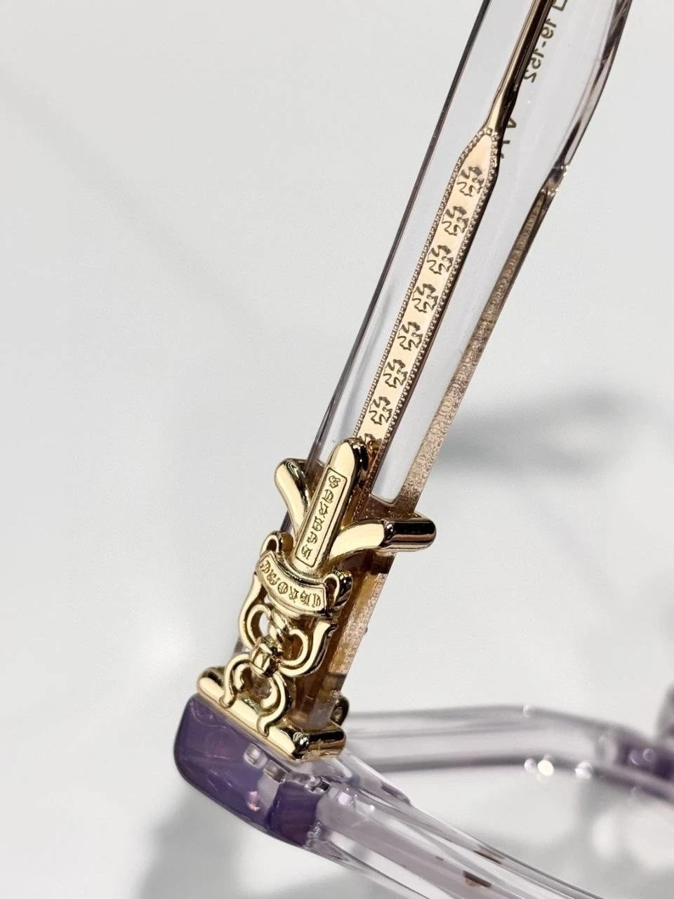 Chrome Hearts Men Vagillionaire II Square-Frame Crystal/Gold Glasses