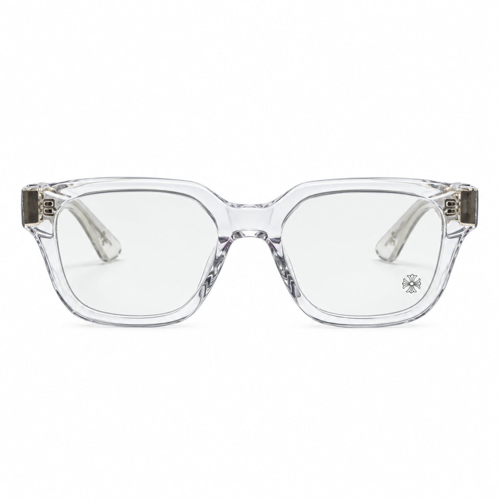 Chrome Hearts Men Vagillionaire II Square-Frame Crystal/Gold Sunglasses
