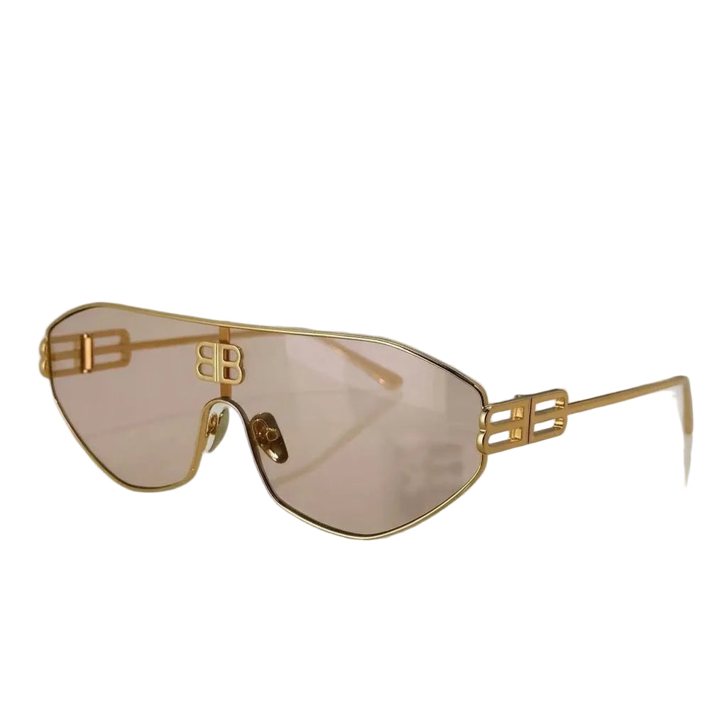 Balenciaga BB0283S Unisex Shield Gold / Peach-Pink Sunglasses
