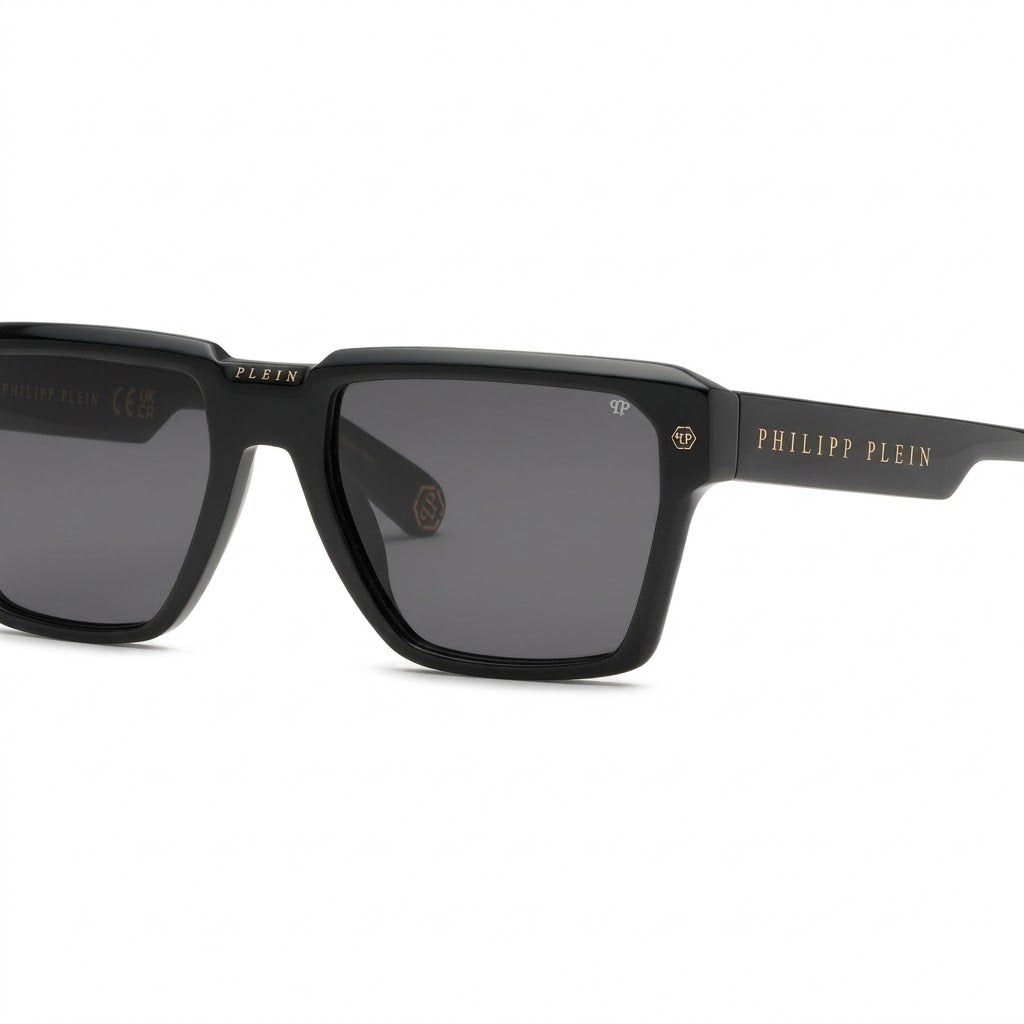 Philipp Plein Men Plein Stud Black Acetate Square Sunglasses