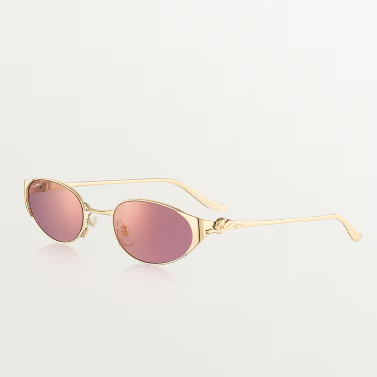 Cartier Panthère de C Women Gold & Pink Mirrored Sunglasses