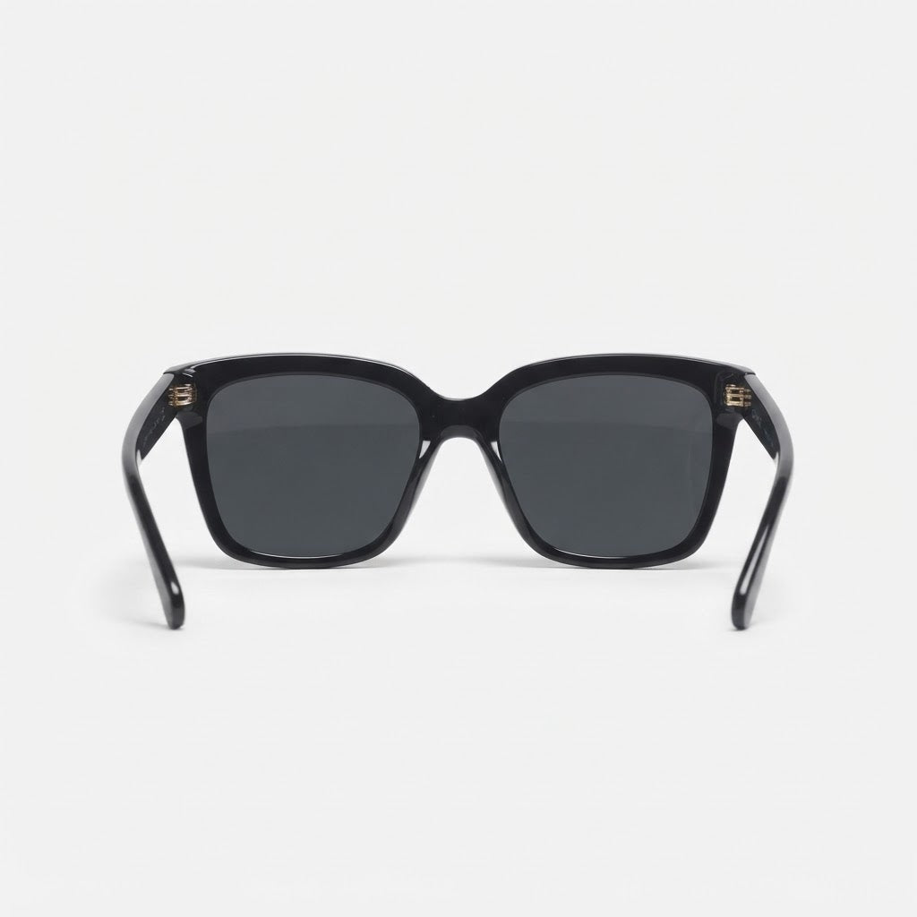 Chanel Women Classic Square Acetate Polarized Rhinestone Chanel Logo Black Sunglasses