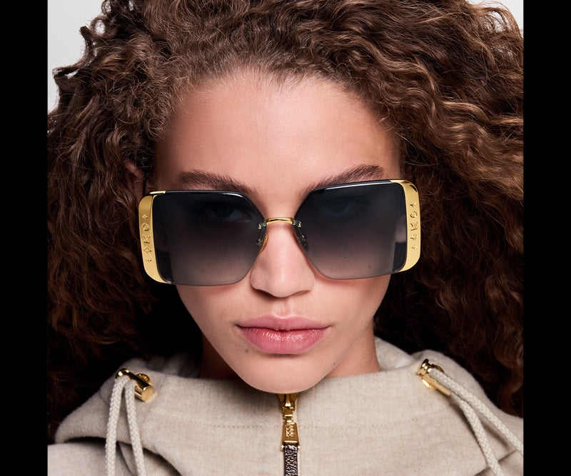 Louis Vuitton Women Square Frame Satin Gold Sunglasses