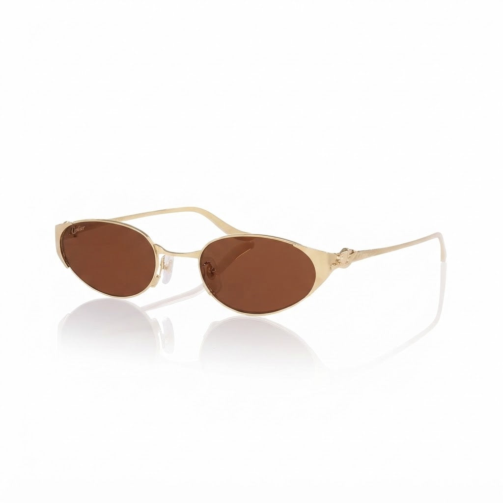 Cartier Panthère de C Women Oval Brown Mirror Sunglasses