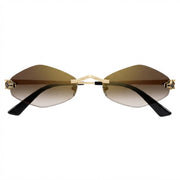 Cartier Panthère de Unisex Rimless Hexagonal Brown Gradient Tint Sunglasses